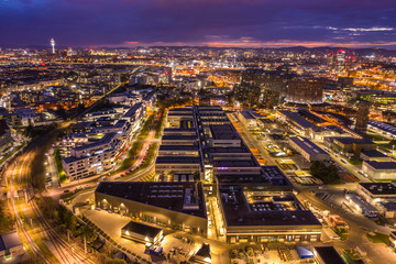 Fototapeta na wymiar Beautiful drone shot of viennas night city lights