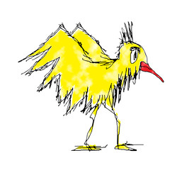 Isolated Bird Hand Drawn Sketch Illustration