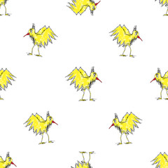 Bird Hand Drawn Sketch Motif Seamless Pattern