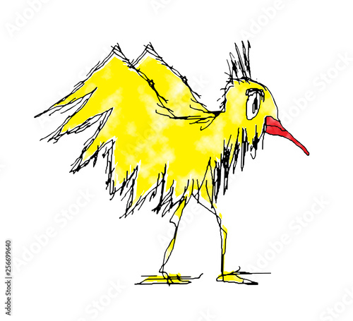 Isolated Bird Hand Drawn Sketch Illustration