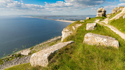 Rocks on the South West Coast Path on the Isle of Portland, Jurassic Coast, Dorset, UK