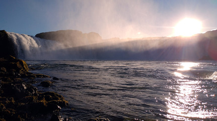 Godafoss waterfall mist Iceland