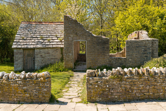 Ruin in the abandoned Tyneham Village near Kimmeridge, Jurassic Coast, Dorset, UK