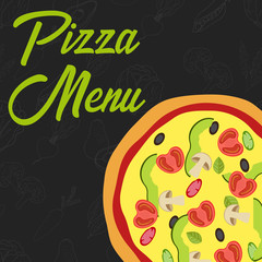 Menu concept. Flat style pizza. Fast food. Vector illustration