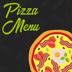 Menu concept. Flat style pizza. Fast food. Vector illustration