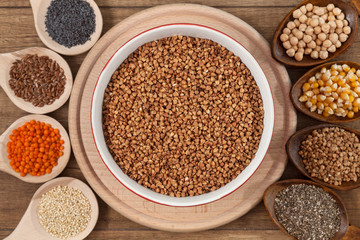 Grains and seeds variety - healthy and diverse food concept
