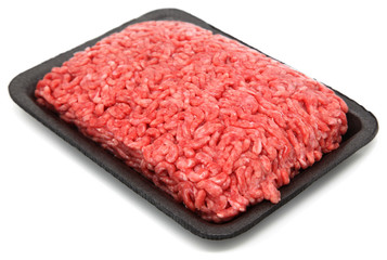 Raw Ground Beef in Styrofoam Container