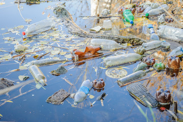 Civilization waste and garbage in the water
