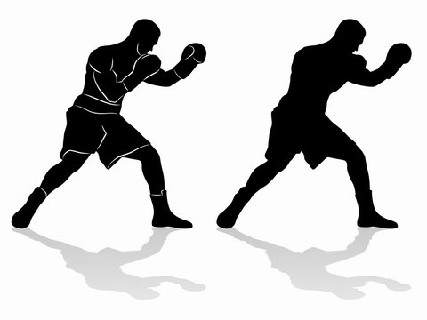 silhouette of a boxer, vector draw