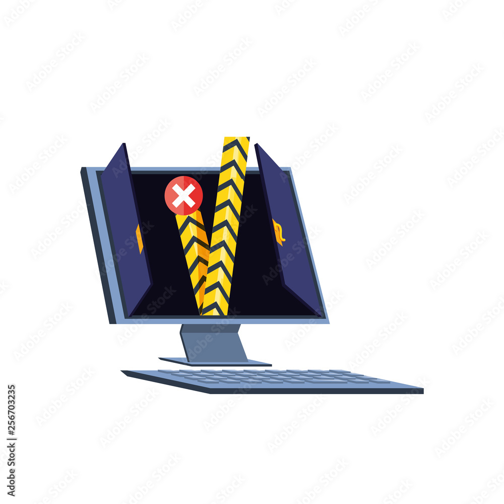 Poster desktop computer with virus attack