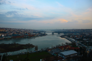 Obraz premium Image of Pierre Loti Hill estuary river. Small islands for the river. It was shooting in Istanbul.