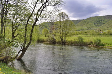 Obraz premium Pliva River in Pljeva Village, Bosnia and Herzegovina