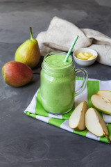 Pear ginger smoothie in jar