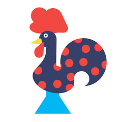rooster toy flat illustration on white