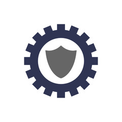 vector illustration gear and shield icon logo design