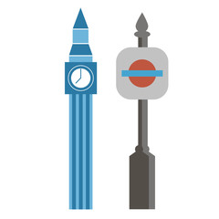 big ben flat illustration on white