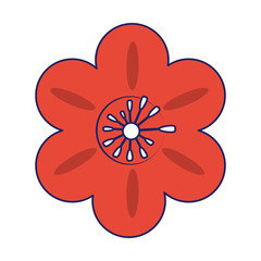 Beautiful flower cartoon isolated blue lines