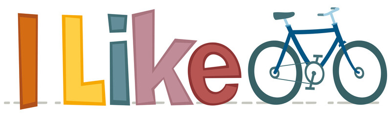Fototapeta premium I like. A retro style illustration with the words I like followed by a bicycle. A slogan to promote the use of the bicycle.