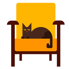 cat chair flat illustration on white