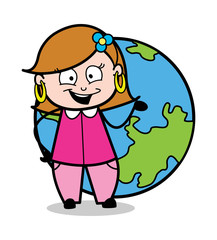 Happy Lady with Earth Vector