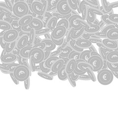 European Union Euro coins falling. Scattered black