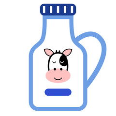 milk bottle flat illustration on white