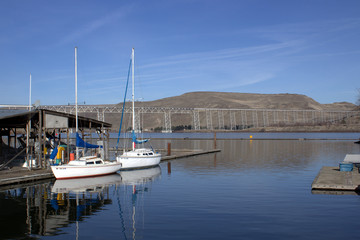 Boat dock sail boats