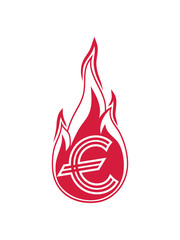 heiß euro eu europa geld verbrennen ausgeben feuer flamme fackel symbol zeichen reich millionär reichtum sparen währung verdienen profit logo design gangster rapper