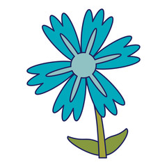 Beautiful flower cartoon isolated blue lines