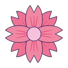 Fototapeta premium Beautiful flower cartoon isolated blue lines
