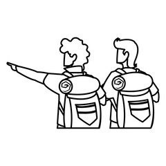 adventurous men with travelbag