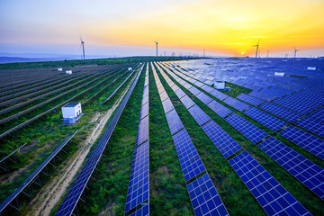 Aerial photography of the top solar photovoltaic panel base