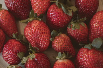 Strawberries background. Close up of fresh strawberries as texture and background.