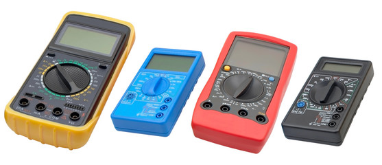 Digital  multimeters on a white