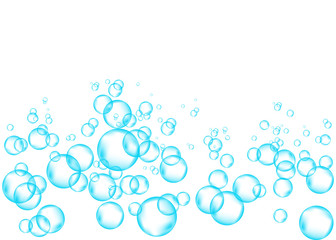 Fototapeta na wymiar Underwater blue fizzing air bubbles texture.