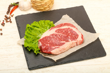 Rib eye raw steak