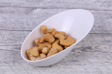 Cashew nuts heap in the bowl