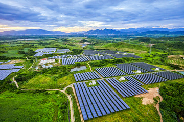 Aerial solar photovoltaic panel under aerial illumination