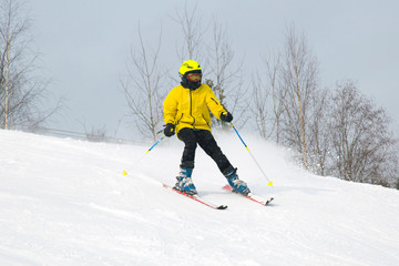 Fototapeta na wymiar skier on a mountain slope