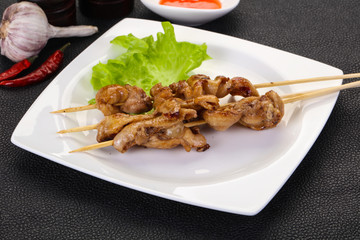 Chicken skin skewer