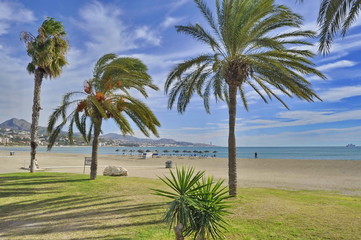 Fototapeta na wymiar Sandy Beach in Malaga, Spain