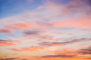 Fototapeta na wymiar Stunning sunset sky and orange clouds background.