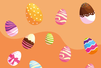 happy easter eggs painted pattern