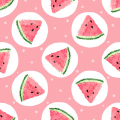 Seamless watermelon pattern. Vector dotted background.