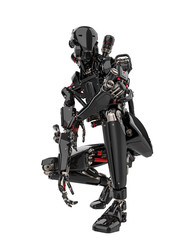 mega black robot super drone in a white background