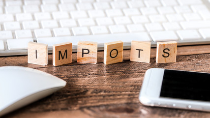  Lettres sur pieces en bois : IMPÔTS