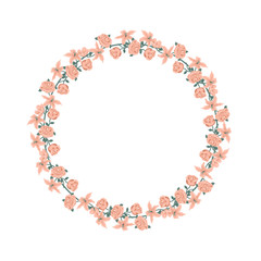 Roses and tulips forming a wreath for dedication