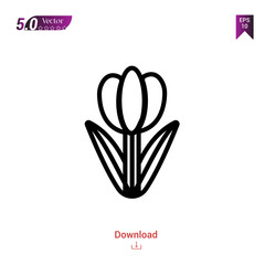 Outline tulip icon isolated on white background. Popular icons for 2019 year. holiday-compilation. Graphic design, mobile application, logo, user interface. EPS 10 format vector
