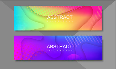Set of abstract colorful banners with geometric pattern.