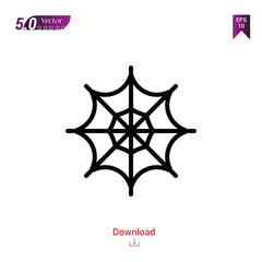 Obraz premium Outline spider-web icon isolated on white background. Popular icons for 2019 year. holiday-compilation. Graphic design, mobile application, logo, user interface. EPS 10 format vector